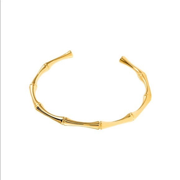 Gold bamboo bracelet cuff bangle - Picture 3 of 4